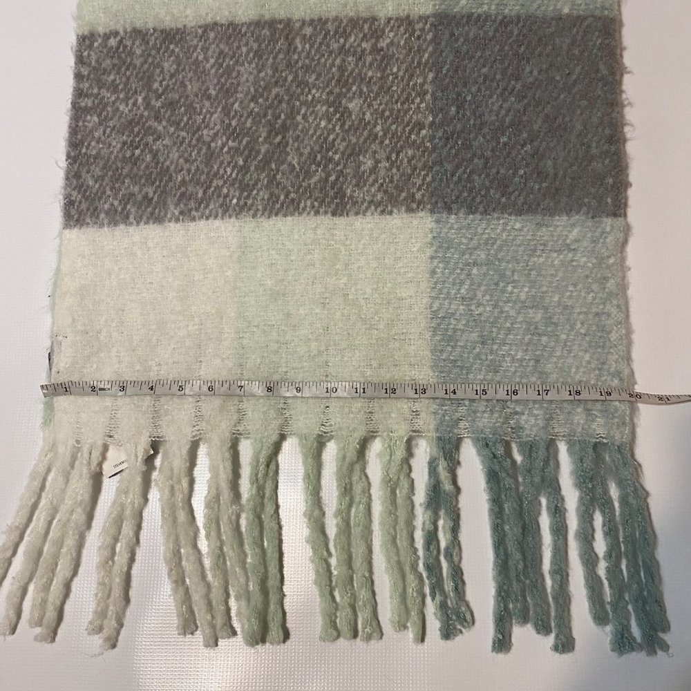 Steve Madden Lime Striped Plaid Muffler - Picture 11 of 16